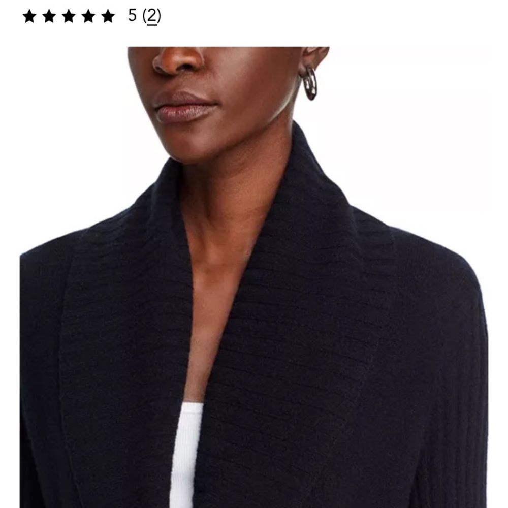 AQUA Cashmere Black Shawl Collar Tie Waist Cardigan Size Small - Picture 4 of 5